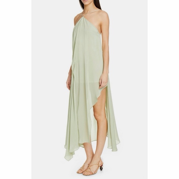 Jacquemus Light Green Asymmetrical Chiffon Dress Runway, size XS - Picture 7 of 8